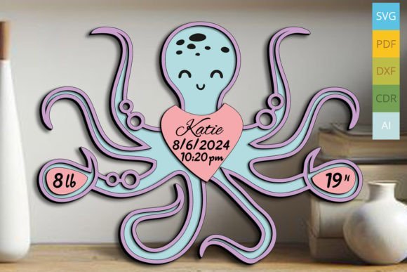 Letrero De Anuncio De Nacimiento De Bebe Pulpo Creativo Digital